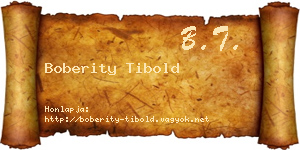 Boberity Tibold névjegykártya